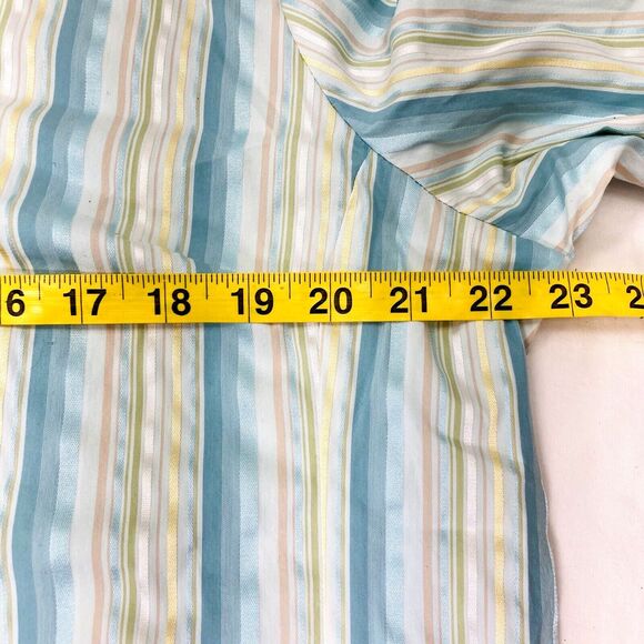 DressBarn Vintage Top Satin Metallic Stripe Turquoise XL Women Y2K Fairy Cottage - Picture 7 of 10